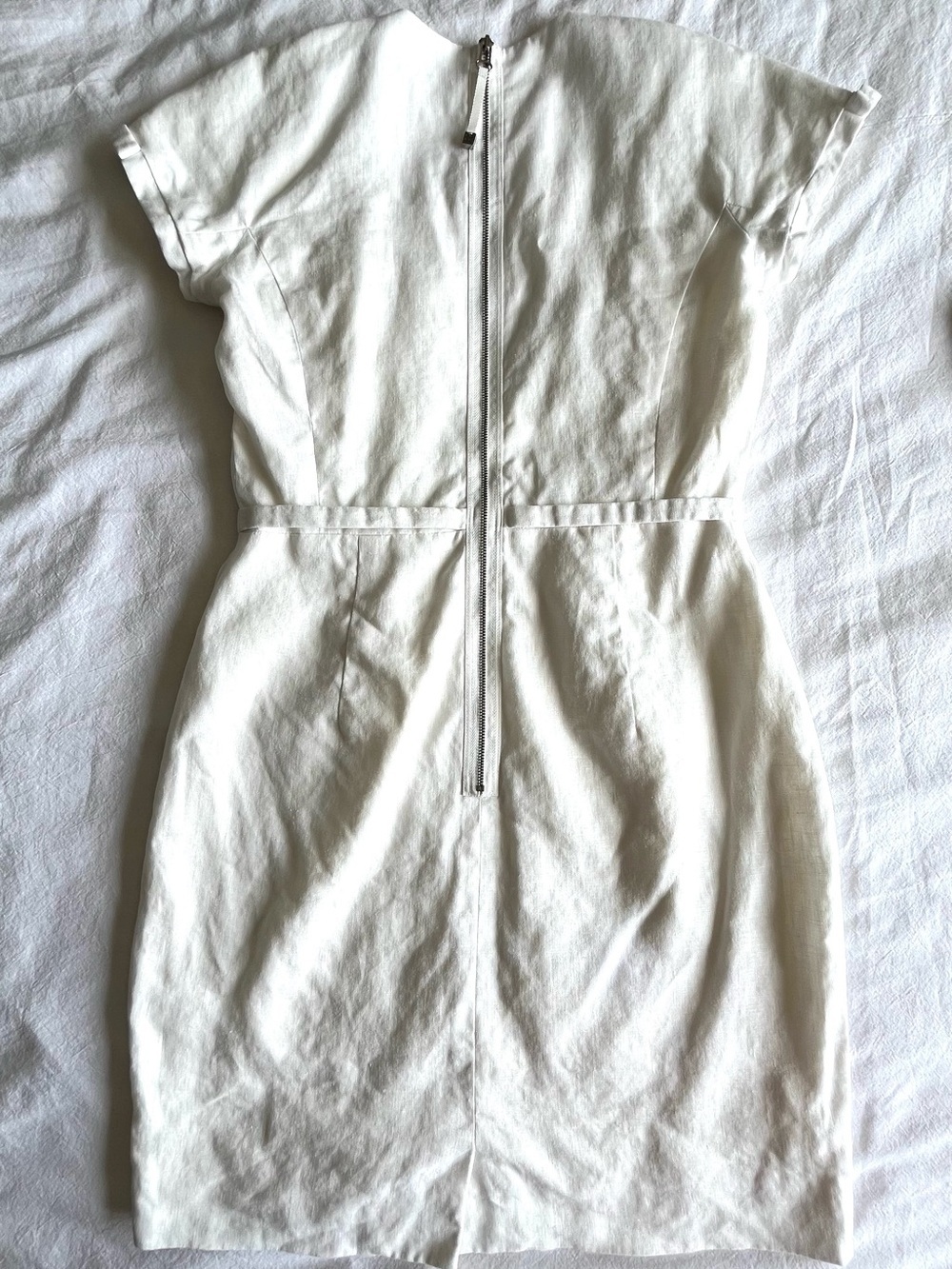 Sandra Angelozzi 100% Linen White Square Neck Dress Fully Lined EU 36 US 6 - Picture 4 of 16